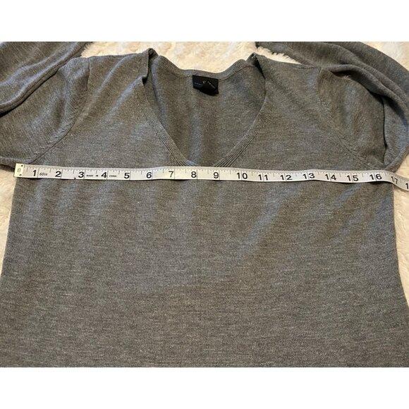 Worthington Gray V-neck A-Line Knit Dress Polyester Viscose Blend Women's Size S - Picture 9 of 15